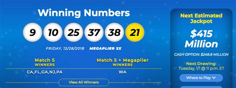 usa mega millions & powerball lottery results.
